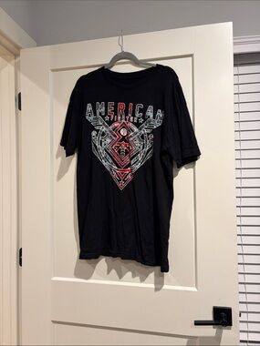 American Fighter Black T-Shirt with Red & White Graphic